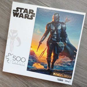 New Sealed Star Wars Mandalorian & Baby Yoda 500 Piece Puzzle by Buffalo Games